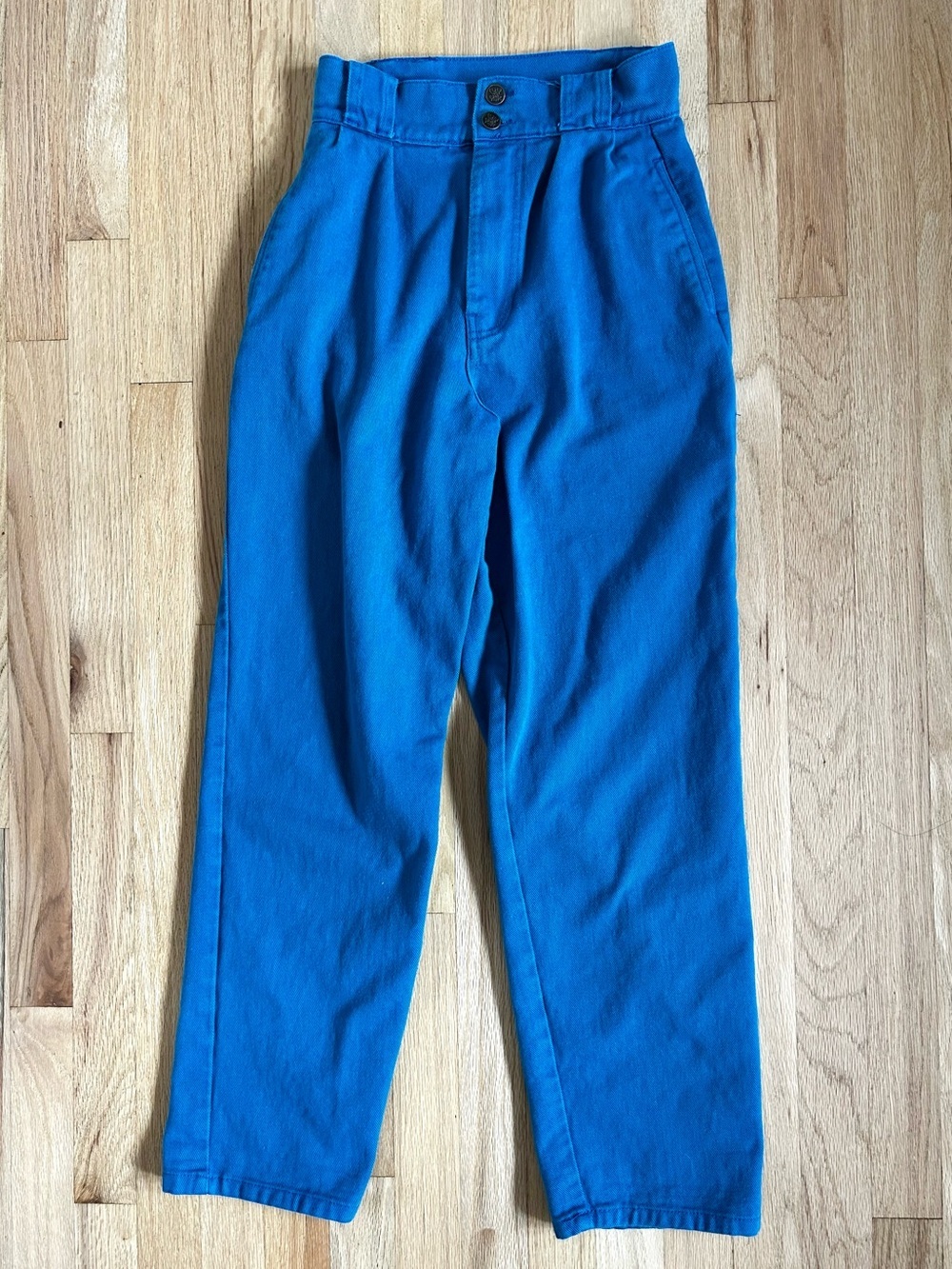 LUCY & YAK addison high rise cotton pants tapered bright blue size 26